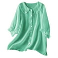 thumbnail image 1 of Beach Vacation Clothes for Women, Women Blouses, Women's Button Up Ethnic Style Linen Shirt with Medium Sleeves for Casual Wear and Everyday Comfort, 1 of 8