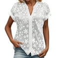 thumbnail image 1 of Beach Vacation Clothes for Women, Womens Shirts, Stylish Women's V Neck Blouse with Lace Detailing Elegant Long Sleeve Top for Casual and Wear, 1 of 4