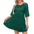 thumbnail image 1 of Beach Vacation Clothes for Women Womens Solid Color Loose Waist Short Sleeved Skirt Dress Party Sequin Dress Green L, 1 of 8