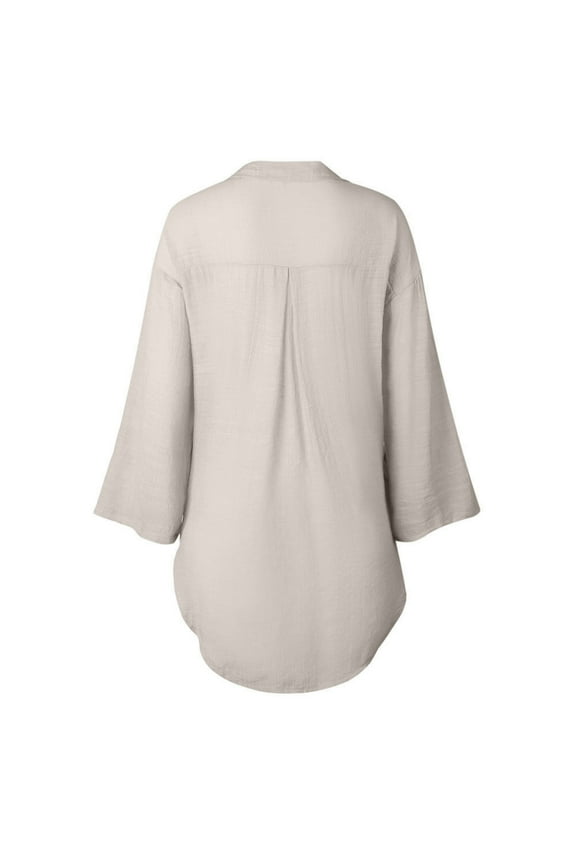 Beach Vacation Clothes for Women, Womens Tops, Casual Ladies T-Shirt Loose Long Sleeve Button Blouse Womens Fashion Tops Everyday Wear