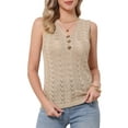 thumbnail image 1 of Beach Vacation Clothes for Women's Summer Tank Tops Knit Sweater Vest Crochet Sleeveless Pullover Top S Khaki, 1 of 6