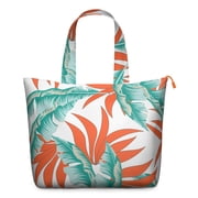 Beach Vacation Duffel Hawaiian Floral Weekender Bag with Palm Leaf Tropical Botanical Print, Leafy Aloha Carry-On Tote, Colorful Exotic Travel Bag