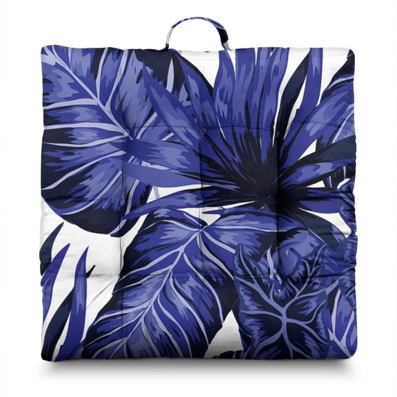 Beach Vacation Inspired Tatami Mat - 9-Point Stitched Square Floor Pillow with Vibrant Hawaiian Print