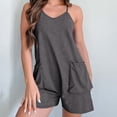 thumbnail image 1 of Beach Vacation Loose Romper Womens Spaghetti Straps V-Neck Loungewear Jumpsuits Shorts with Pockets Loose Fitting Breathable Overalls for Summer Casual Dark Gray XL, 1 of 9