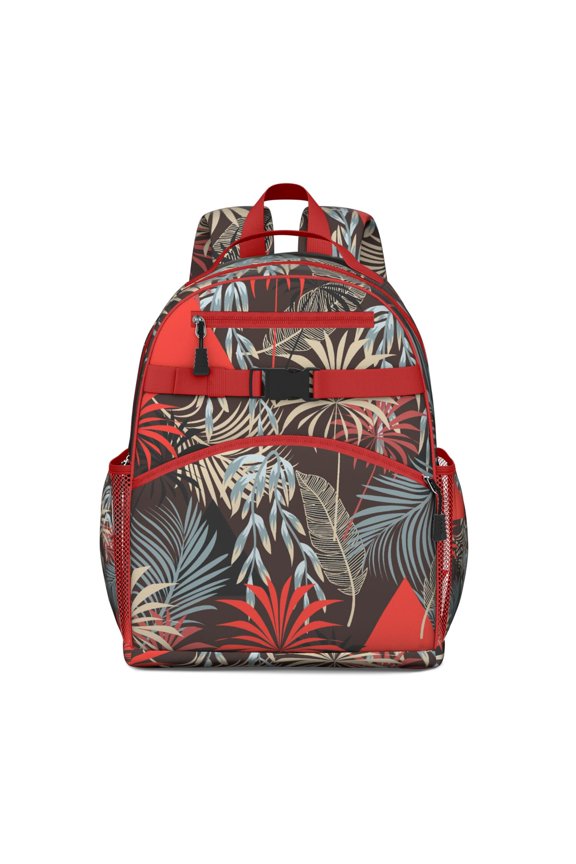 Beach Vacation Palm Inspired Waterproof Backpack - Durable Daypack with Side Pockets for Teens & School