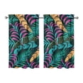 thumbnail image 1 of Beach Vacation Style 2 Pack Kitchen Curtains 27.5Wx39L Inch Palm Leaf & Hawaiian Floral Print Window Panels, 1 of 4