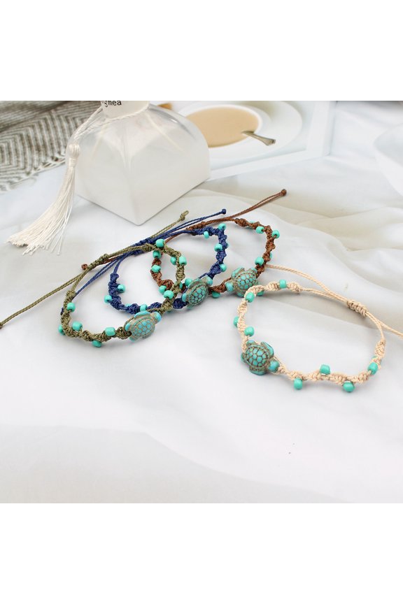 Beach Vacation Style Turquoise Turtle Adjustable Bracelet