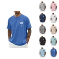 thumbnail image 1 of Beach Vacation T Shirts for Men 2026 Summer Casual Short Raglan Sleeve Crewneck Coconut Tree Print Tee Shirt, 1 of 5