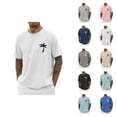 thumbnail image 1 of Beach Vacation T Shirts for Men 2026 Summer Casual Short Raglan Sleeve Crewneck Coconut Tree Print Tee Shirt, 1 of 5