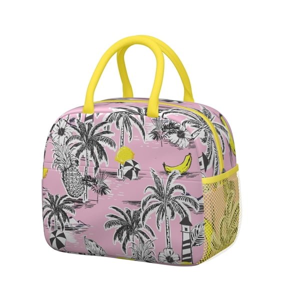 Beach Vacation Thermal Lunch Tote - Waterproof & Leakproof Insulated Bag, Large Capacity for Office Workers, Hawaiian Paradise Design