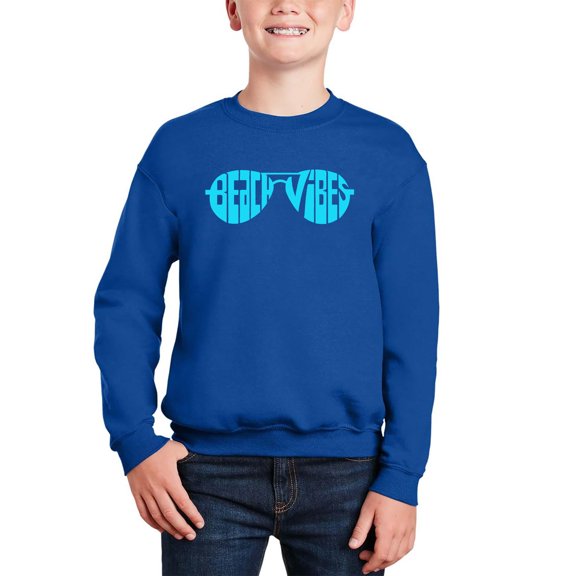 Beach Vibes - Boy's Word Art Crewneck Sweatshirt