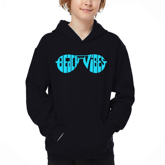 Beach Vibes - Boy's Word Art Hooded Sweatshirt