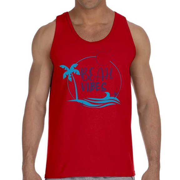 Beach Vibes Hot Summer Party Tank Top for Men - S M L XL 2XL Graphic Tee - Vacation Outfit Tee Top Gift