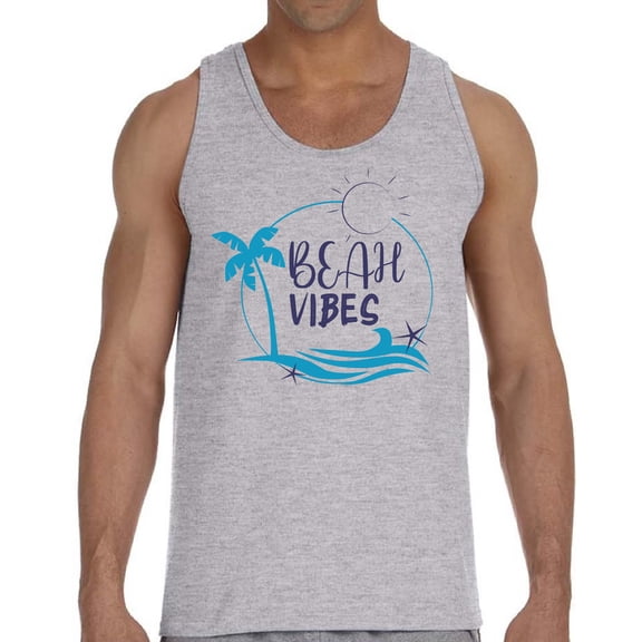 Beach Vibes Hot Summer Party Tank Top for Men - S M L XL 2XL Graphic Tee - Vacation Outfit Tee Top Gift