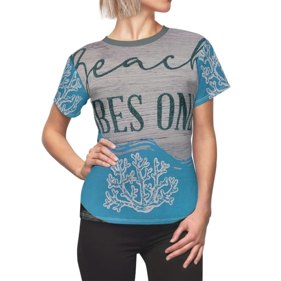 'Beach Vibes Only' Women's Cut & Sew Tee (AOP)