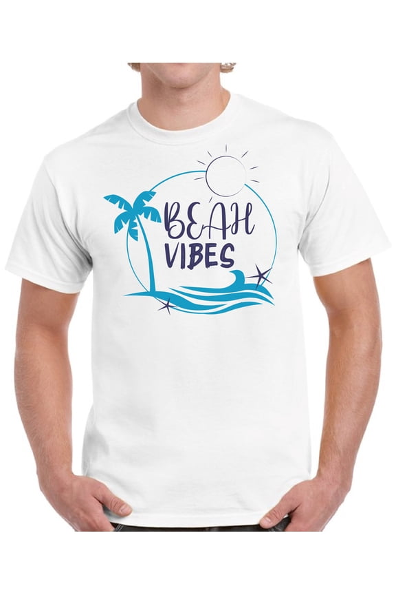Beach Vibes T-Shirt for Men - S M L XL 2XL 3XL 4XL 5XL Graphic Tee - Summer Clothes Collection Vacation Shirt Mens