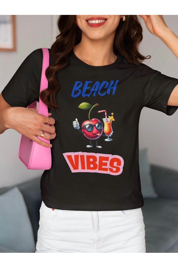 Beach Vibes Unisex Jersey Tee - Perfect for Summer, Vacation, Pool Parties, and Casual Wear, Fun Cherry Design, Gift Idea