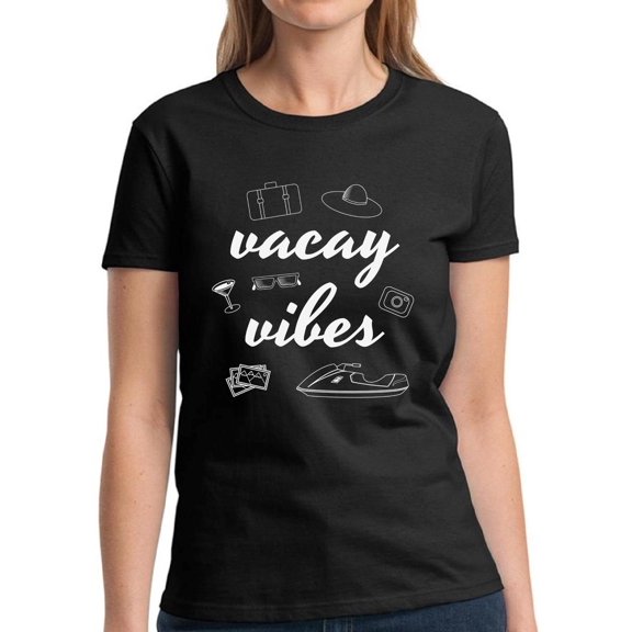 Beach Vibes Vacay Shirt for Women - S M L XL 2XL 3XL Summer Hot Graphic Tee - T-Shirt Pool Party Tee Gift
