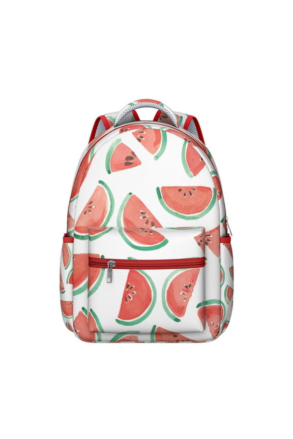 Beach Vibes Watermelon Backpack Cute and Refreshing Summer Fruit Pattern with Tropical Watermelon Print for Students