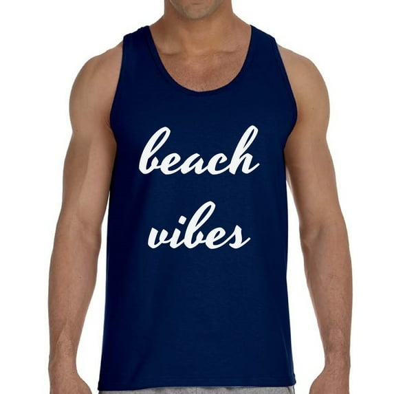 Beach Vibes White Hot Summer Party Tank Top for Men - S M L XL 2XL Graphic Tee - Vacation Outfit Tee Top Gift