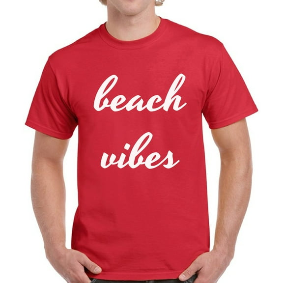 Beach Vibes White T-Shirt for Men - S M L XL 2XL 3XL 4XL 5XL Graphic Tee - Summer Clothes Collection Vacation Shirt Mens