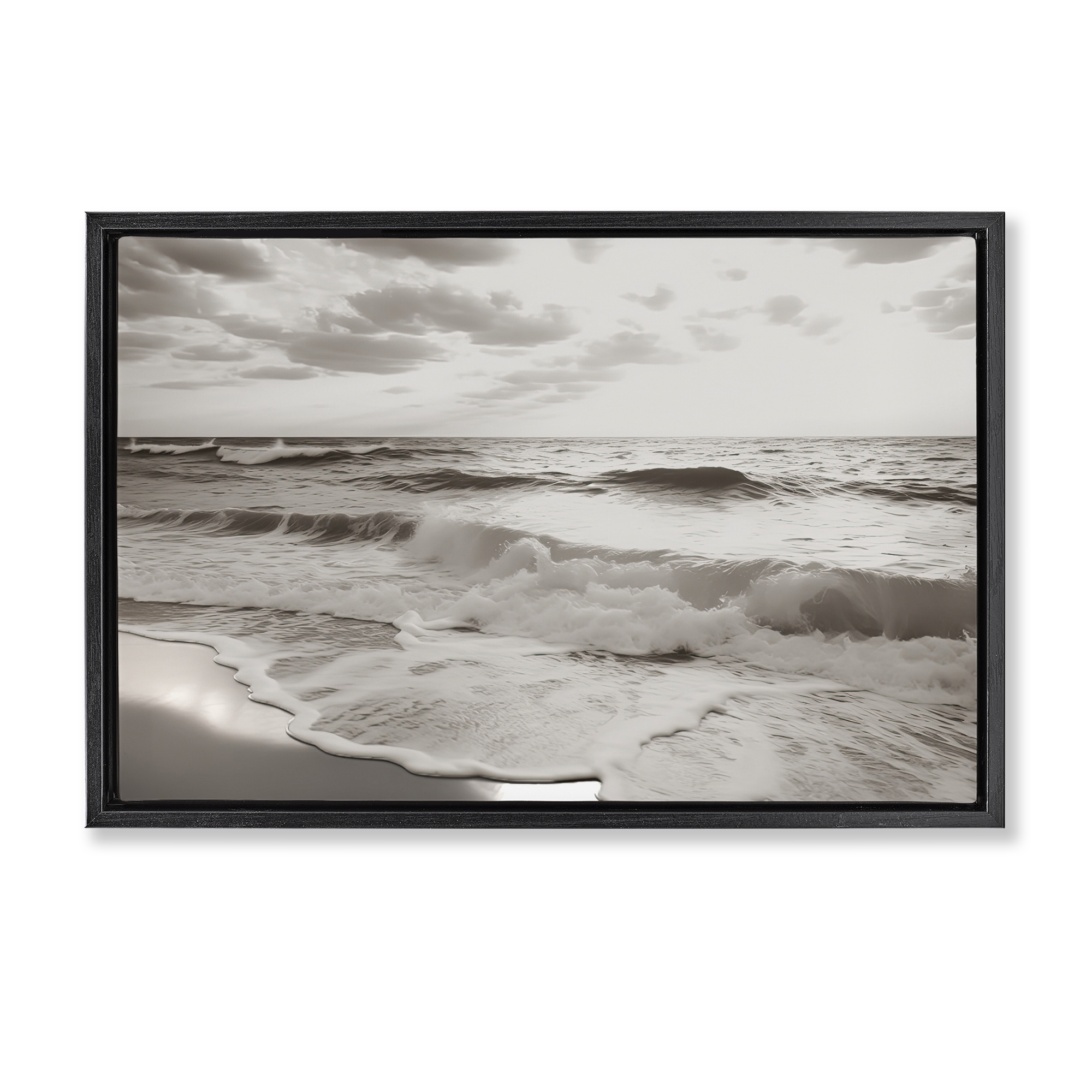 Beach View Reverie Black Framed Floater Canvas Wall Art, design by Decent Exposures