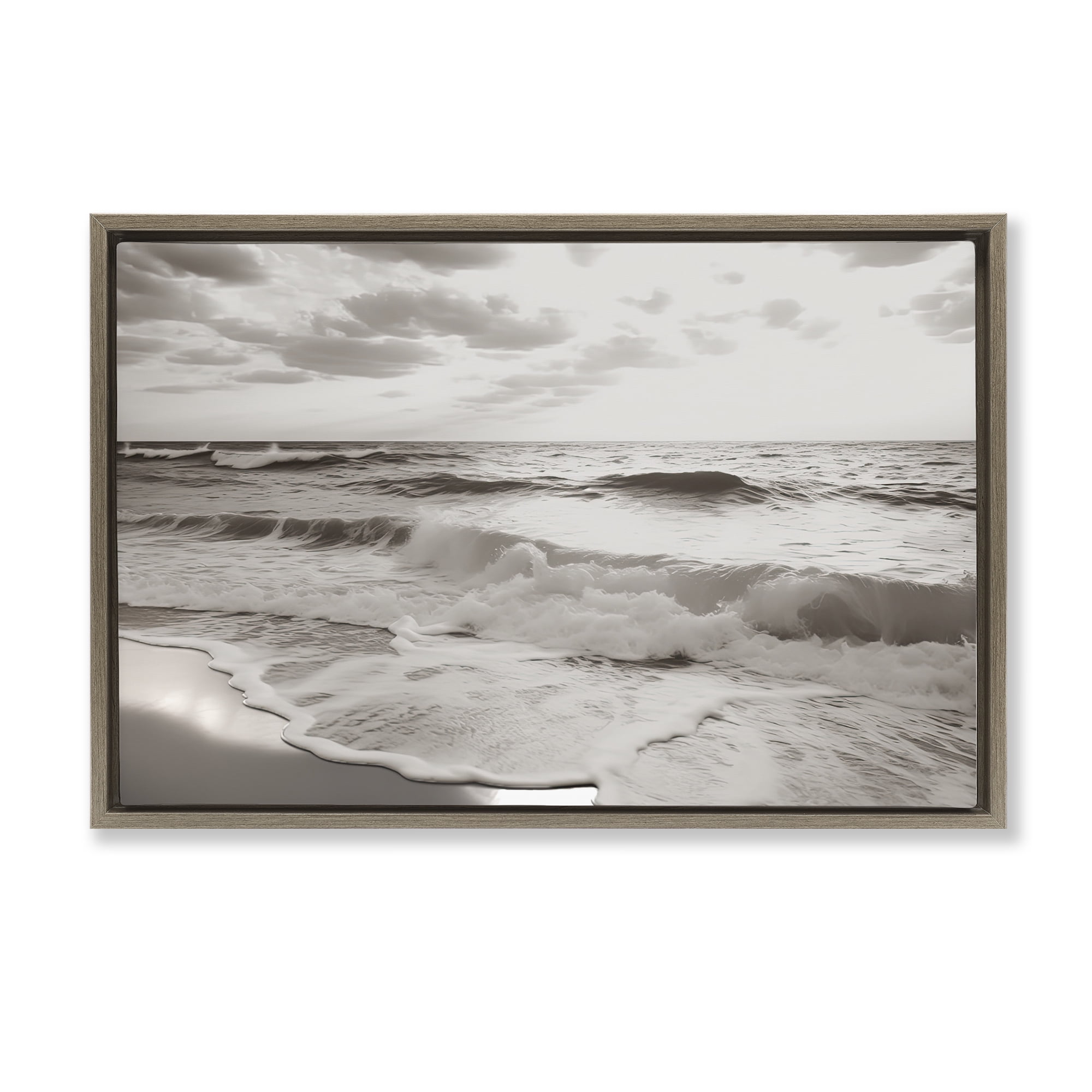 Beach View Reverie Brown Framed Floater Canvas Wall Art, design by Decent Exposures
