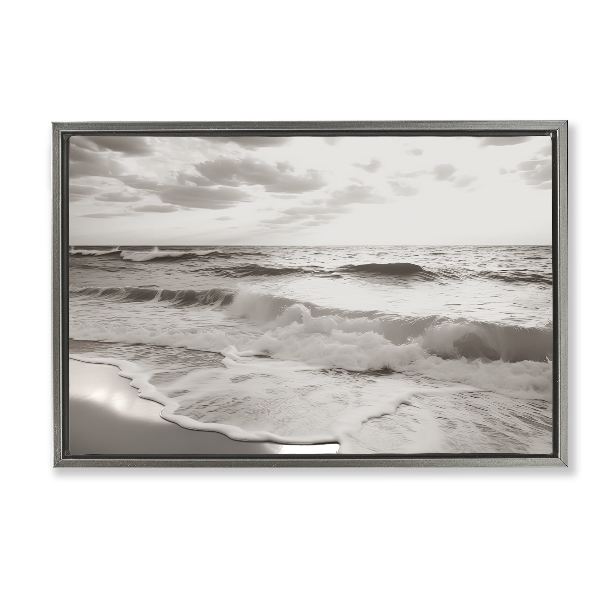 Beach View Reverie Gray Framed Floater Canvas Wall Art, design by Decent Exposures