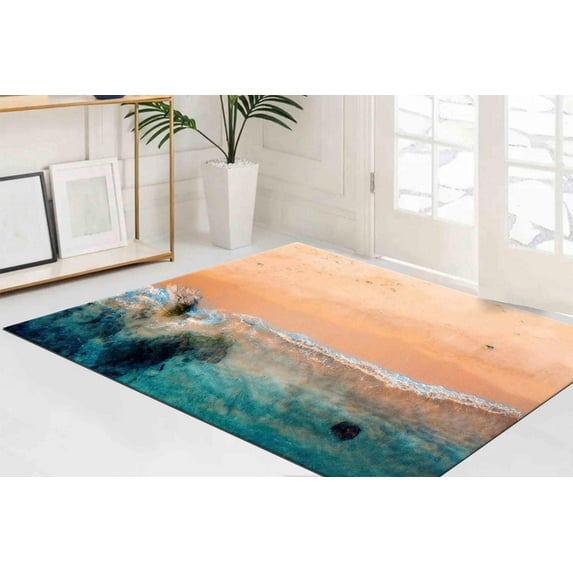 Beach View Rug, Sea Landscape Rugs, Small Rugs, Bridesmaid Gift Rug, Landscape Rug, Kitchen Rugs, Coastal Rug, Living Room Rug, Large Rug, 2.6'x5' - 80x150 cm
