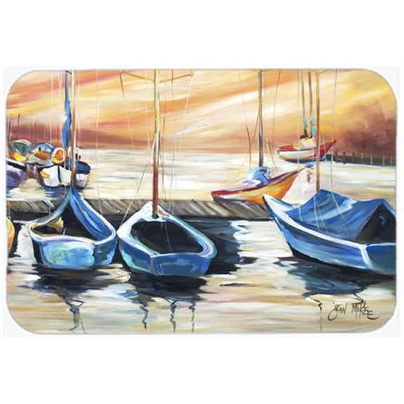 Beach View With Sailboats Glass Cutting Board- Large