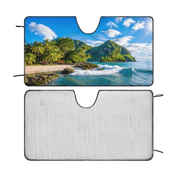 Beach Visor for Car Windshield Sunshade - Truck Sun Shade Windshield Cover & Accordion Window Cover Car Shield Sun Protector - Dash Protection to Keep Your Vehicle Cool 55"x30"