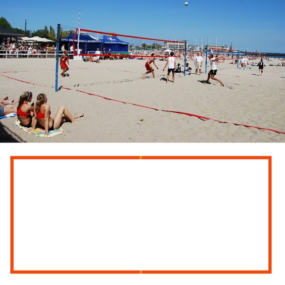 Beach Volleyball Court Line Beach Volleyball Court Boundary Sideline and End Line 52.6 X 26.3Ft Beach Volleyball Official Court Size Sand Volleyball Court Line Set(Red)