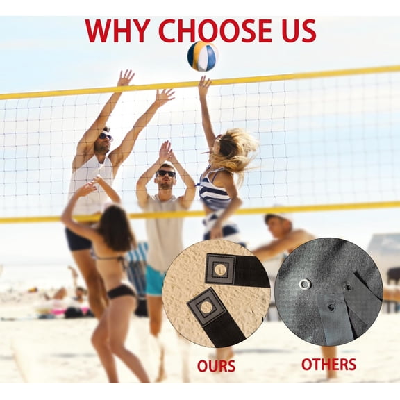 Beach Volleyball Lines 2-Inch Wide, Heavy Duty Boundary Lines for Sand & Grass Courts, Includes Reinforced Corners and Carry Bag