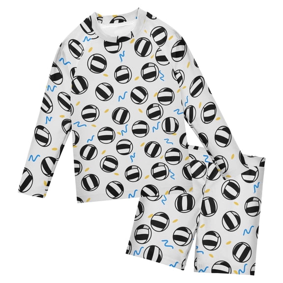 Beach Volleyball Pattern Boys' Bathing Suit UPF 50+ Boys' Rash Guard Sets Stretchy Quick Dry 3T-10T