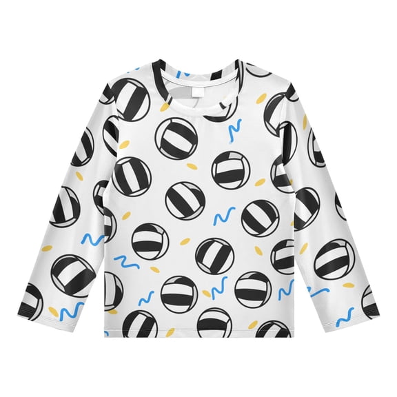 Beach Volleyball Pattern Boys' Rash Guard Shirts UPF 50 Plus Sun Protection Short Sleeve Swim Tees 11-12T
