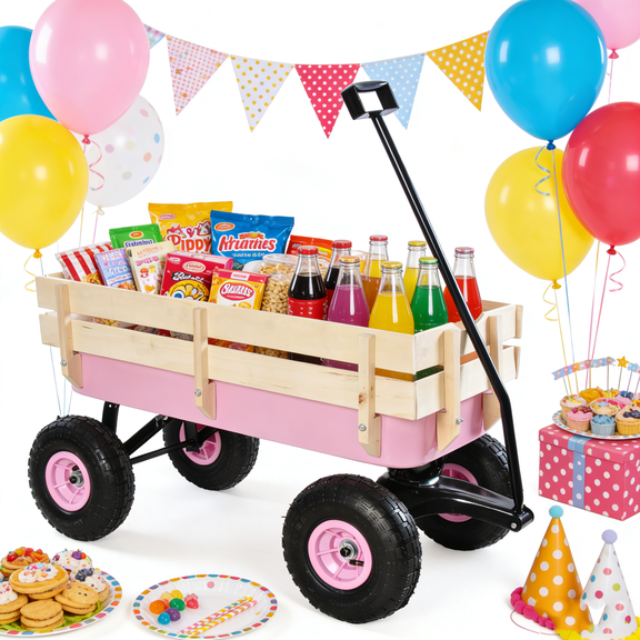 Beach Wagon with Big Wheels for Sand, Wagon Carts with 10" Big Wheels, Heavy Duty Utility Garden Wagon, 330 lbs Capacity Portable Grocery Cart, All Terrain Wheels Wagon Cart, JA3891