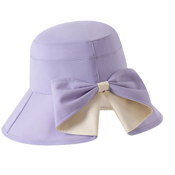 Sunny Day Wide Brim Bucket Sun Hat with Rear Tie Accent, 56-58 cm Foldable Hat for Travel, Beach, and Walking Outside