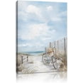 thumbnail image 1 of Beach Wall Art Bathroom Decor: Blue Gray Coastal Bicycle Picture Wall Decor Bike Flower in Basket Painting Ocean Themed Seagull Poster Print on Canvas Beach Room Decorations for Home 12"x16", 1 of 6
