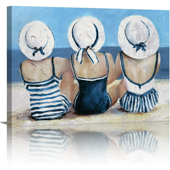 Beach Wall Art Bathroom Decor Nautical Wall Decor Swimsuit Girls Pictures Bedroom Decor Coastal Beach House Decorations for Home Living Room Ocean Decor 12x18"