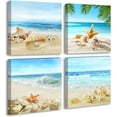 thumbnail image 1 of Beach Wall Art Bathroom Paintings Decor Seashell Starfish Nature Canvas Picture Blue Ocean Theme ons Posters Contemporary Nautical for Bedroom, 1 of 6