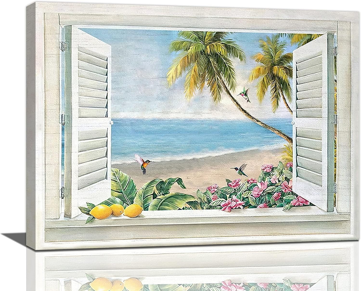 Beach Wall Art Beach Coastal Pictures Wall Decor Ocean Scenery Palm Tree  Canvas Prints Seaside Plant Flower Painting Modern Artwork Home Decoration  ..., image size:1500x1210