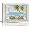 thumbnail image 1 of Beach Wall Art Beach Coastal Pictures Wall Decor Ocean Scenery Palm Tree Canvas Prints Seaside Plant Flower Painting Modern Artwork Home Decoration for Bathroom Bedroom Living Room 16"x12", 1 of 6