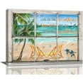 thumbnail image 1 of Beach Wall Art Beach Sea Turtle Palm Pictures Wall Decor Ocean Coastal Canvas Prints Artwork Paintings Home Decoration For Bathroom Living Room Bedroom Framed 16"x12", 1 of 6