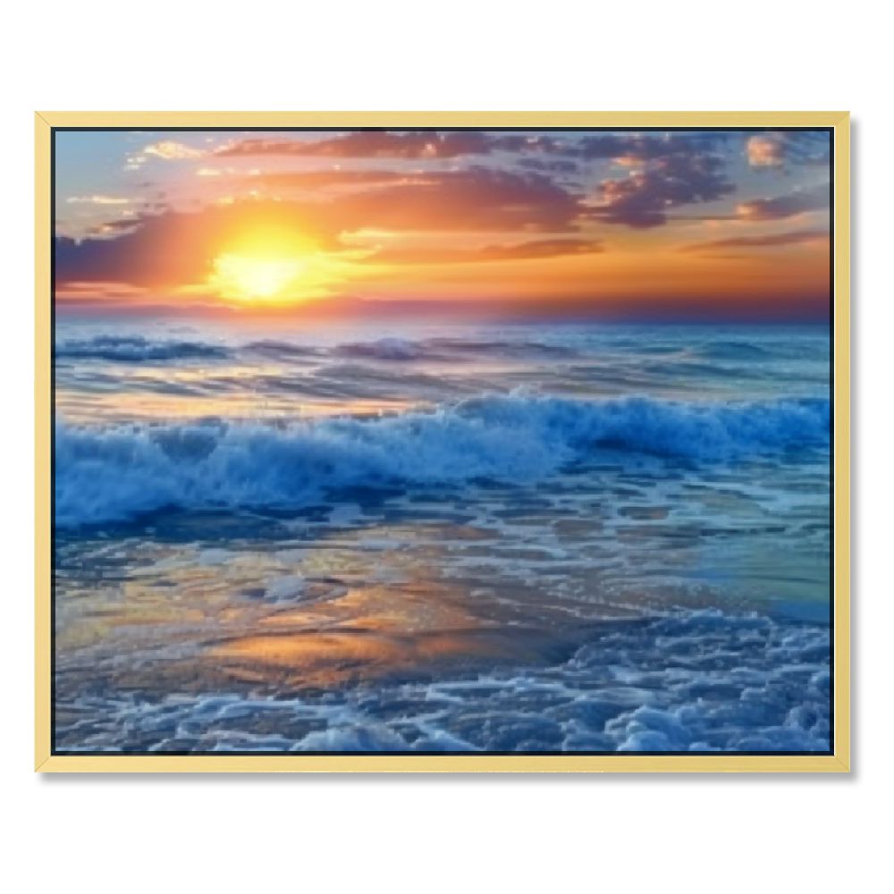 Beach Wall Art Canvas Painting Sunset Tropical Beach with Palm Trees ...