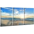 thumbnail image 1 of Beach Wall Art Coastal Decor Seagull Picture Canvas Prints Sunrise Seascape Painting for Living Room Nautical Themed Blue Sky Ocean Waves Landscape Artwork Bathroom Bedroom Home Decoration 12x16 3Pcs, 1 of 6