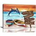 thumbnail image 1 of Beach Wall Art Coastal Dolphin Bathroom Decor Ocean Boat Dolphin Pictures Wall Decor Nautical Canvas Prints Artwork Home Decoration For Bathroom Living Room Bedroom Office Framed 16"x12", 1 of 6