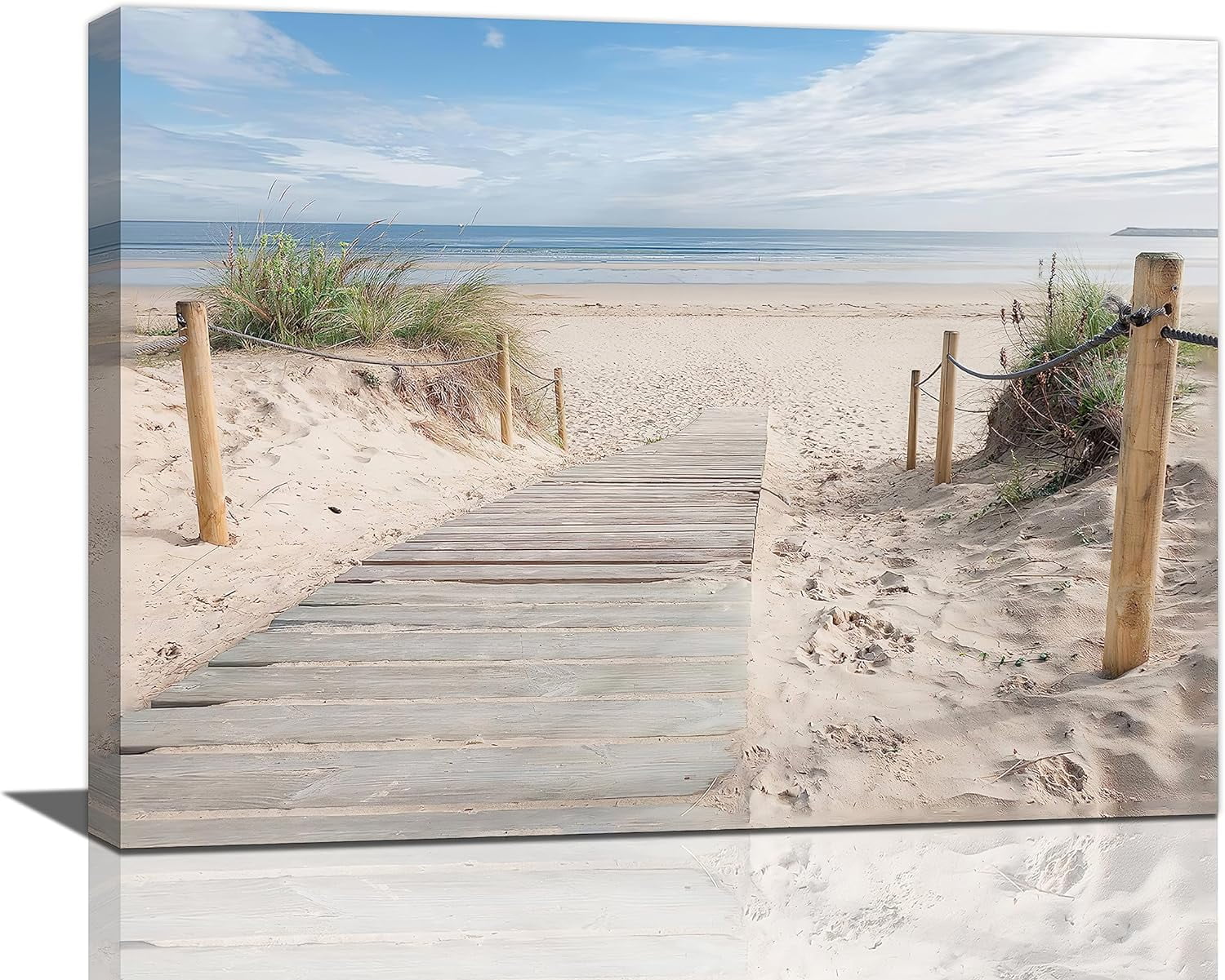 Beach Wall Art Coastal Pictures Wall Decor Beach Ocean Seascape Canvas Prints Blue Sky Sea Painting Bathroom Pictures for Wall Modern Artwork Home Decoration for Bathroom Bedroom Living Room 16"x12"