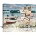 thumbnail image 1 of Beach Wall Art Nautical Bathroom Decor Ocean Sea Turtle Pictures Painting Motivational Quotes Teal Coastal Artwork Boat Seaside Canvas Home Decor Framed for Bathroom Bedroom Living Room 12"x16", 1 of 6
