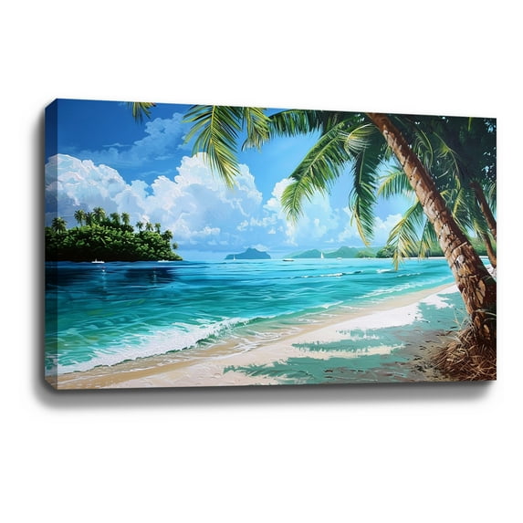 Beach Wall Art Ocean Wall Art Beach Palm Canvas art Framed wall art Painting For Livingroom Decor Office Bedroom Decoration