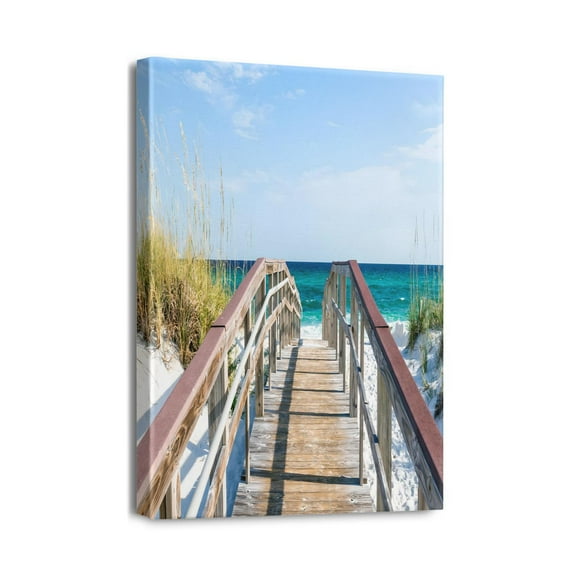 Beach Wall Art Pictures for Bathrooms Size 12''x16'' Framed Canvas Decor, Seacoast Theme Perfect for Bedroom & Kitchen, Modern Coastal Ocean Artwork Home Decorations
